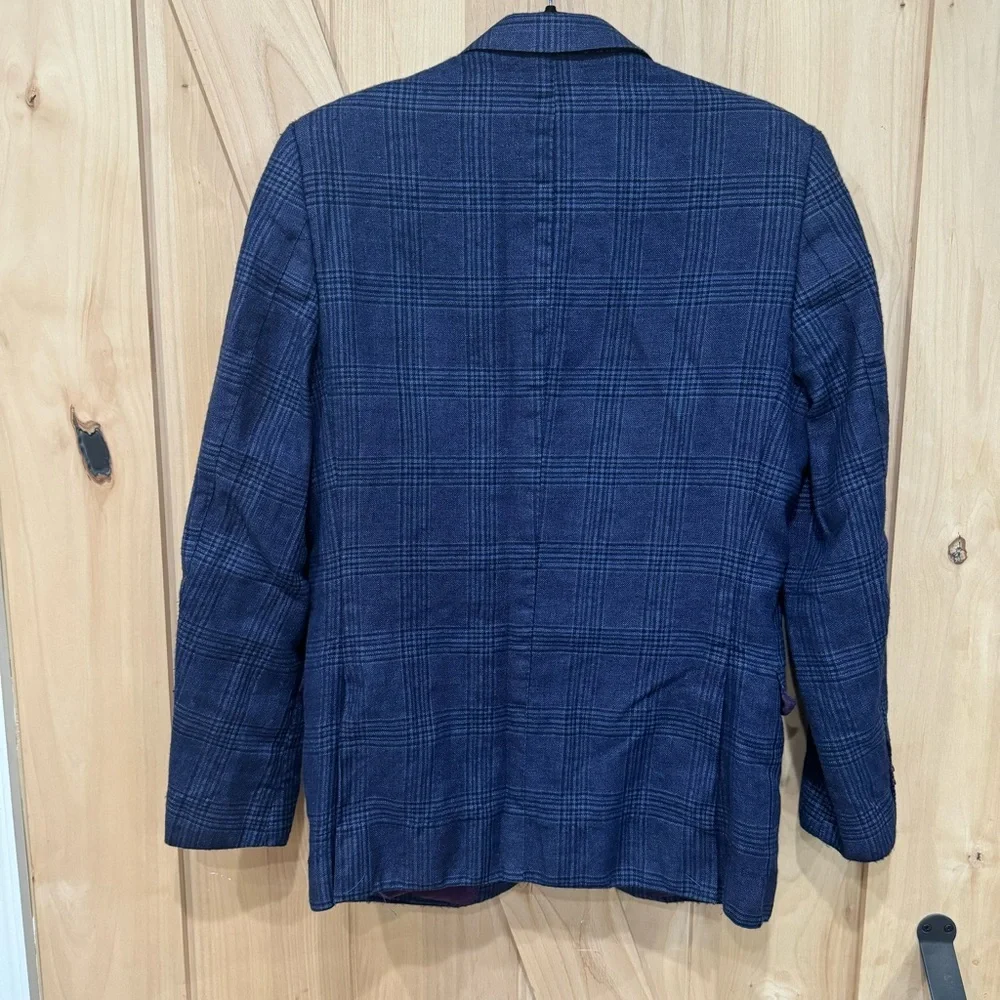 Moods of Norway Blue Plaid Wool linen Blazer Sz 36 EU 42 1865 Reda Lined Blazer - Picture 5 of 16